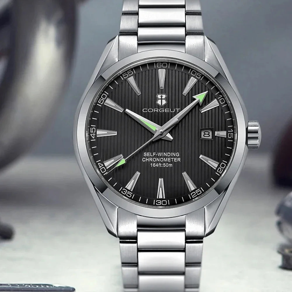 Corgeut 41mm 自動巻きスポーツウォッチ サファイアガラス ステンレスブレス