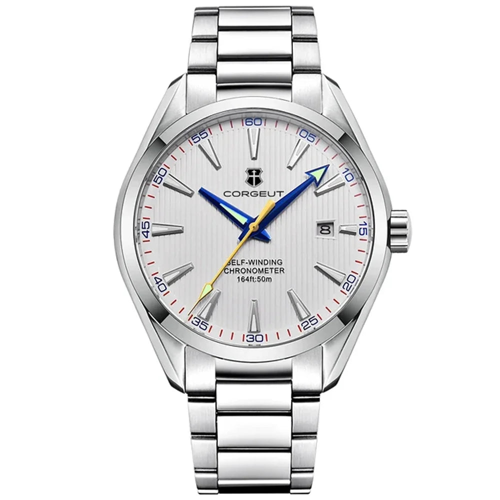 Corgeut 41mm 自動巻きスポーツウォッチ サファイアガラス ステンレスブレス