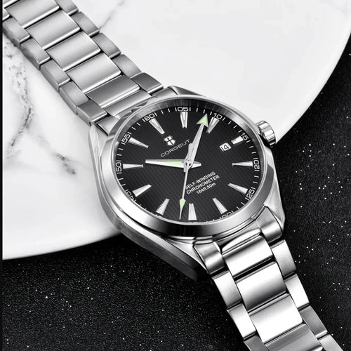 Corgeut 41mm 自動巻きスポーツウォッチ サファイアガラス ステンレスブレス