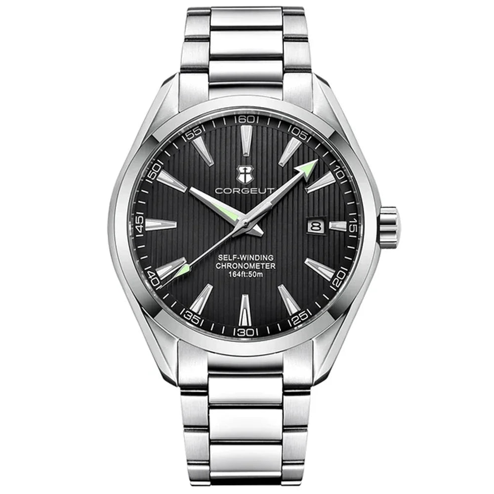 Corgeut 41mm 自動巻きスポーツウォッチ サファイアガラス ステンレスブレス